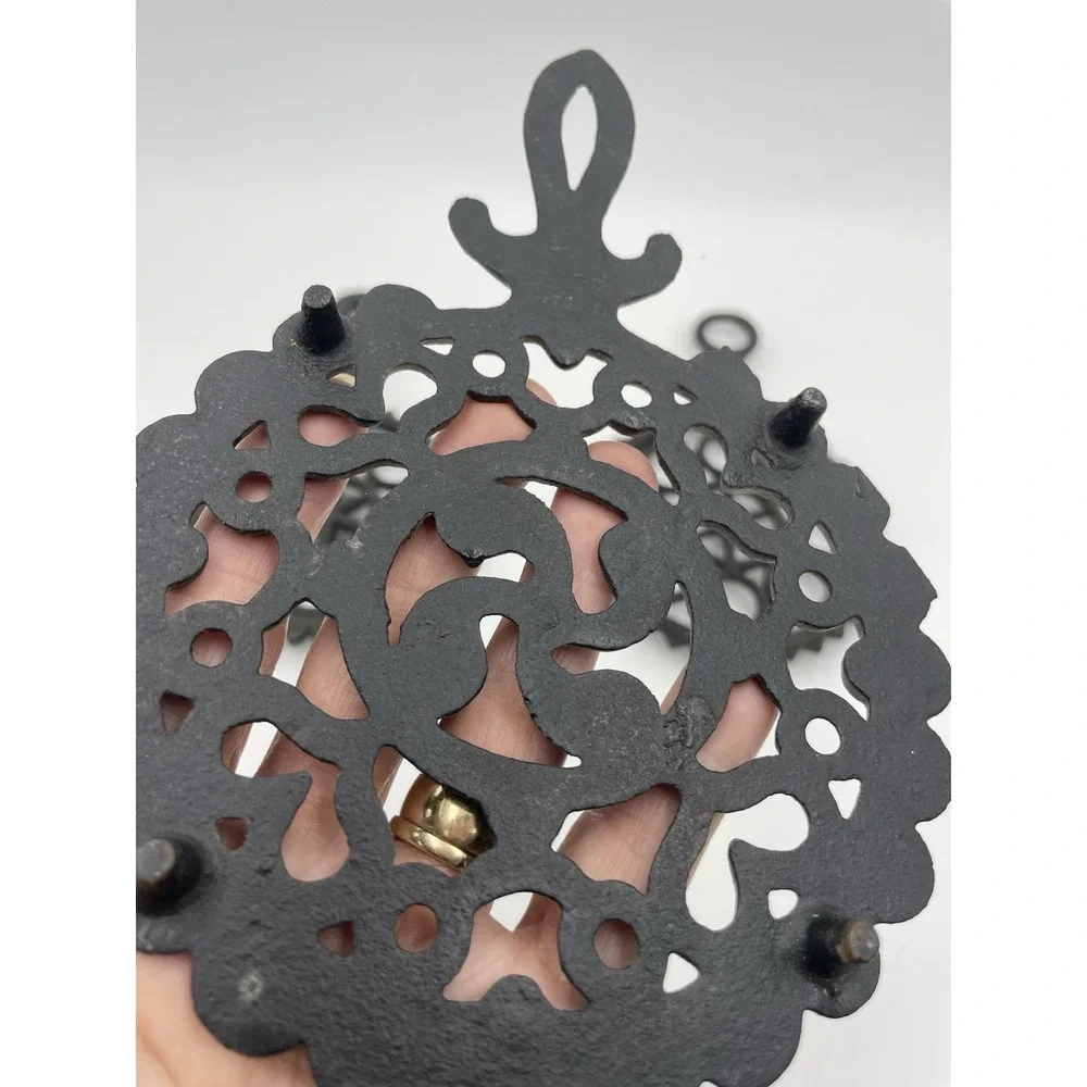 Vintage MCM‎ Set of 3 Black Cast Iron Trivets Wall Hangings Round Stars